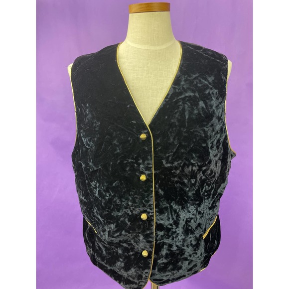 Norton Jackets & Coats Vintage 9s Navy Blue Velvet Vest With Gold